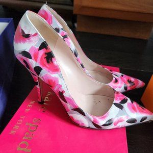 Kate spade Licorice Pink Rose Garden Print Heels